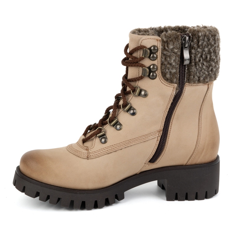 Olivier Dámské kožené boty, zateplené zimní boty, 330BB, béžové béžový 1