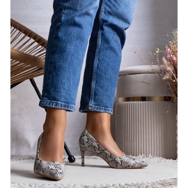 Béžové lodičky se vzorem hadí kůže Nickle béžový 1