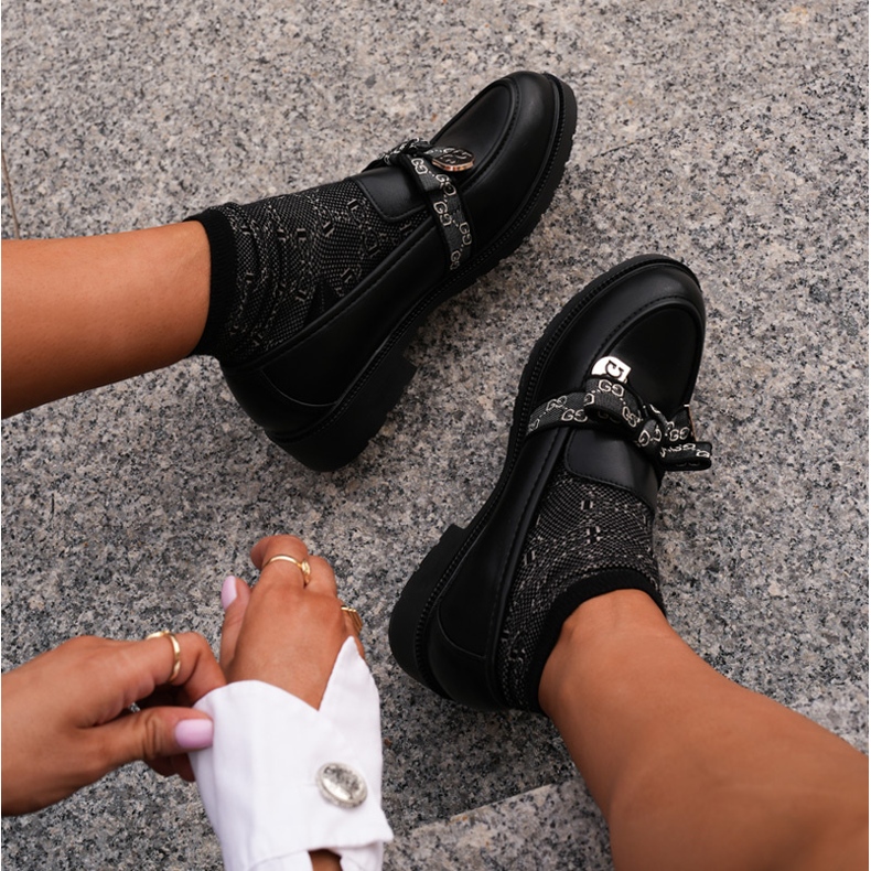 Dámské mokasíny s mašlí S.Barski HY42-331 Black černá 2