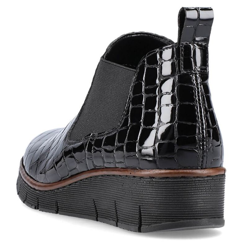 Lakované černé boty z hadí kůže Rieker 53794-01 černá 1 Lakované černé boty z hadí kůže Rieker 53794-01 černá 1