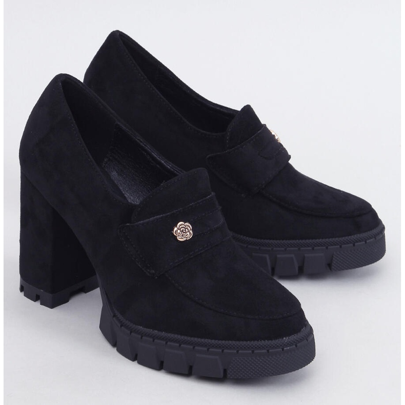 Lains Černé mokasíny na vysokém podpatku a platformě černá 1