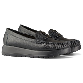 Černé dámské mokasíny z ekokůže na platformě, kožená stélka černá 1