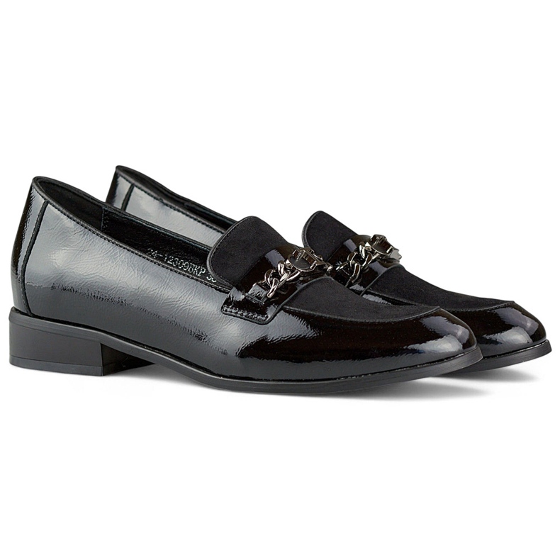 Klasické dámské lakované černé boty černá 1 Klasické dámské lakované černé boty černá 1