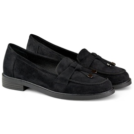 Černé semišové boty s plochou podrážkou černá 1