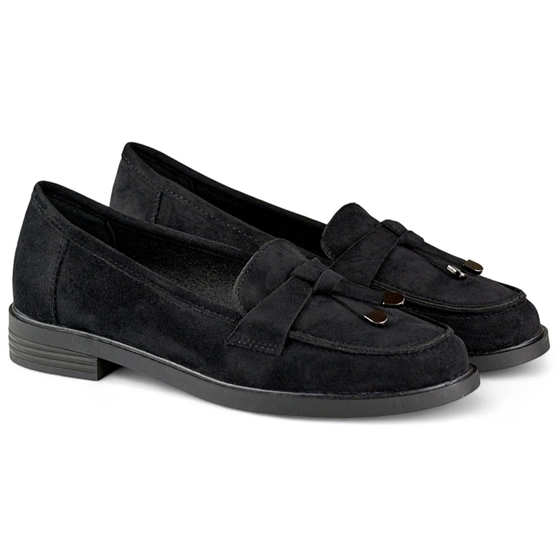 Černé semišové boty s plochou podrážkou černá 1