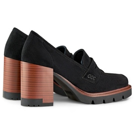 Černé dámské mokasíny na vysokém podpatku černá 1