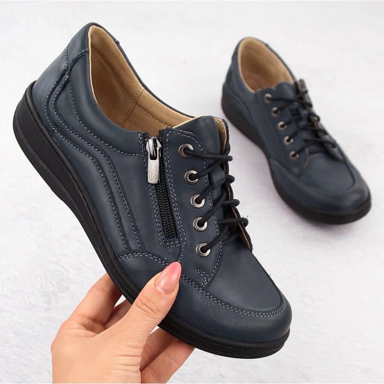 Pohodlné dámské kožené boty, tmavě modrá Helios 411 modrý 1