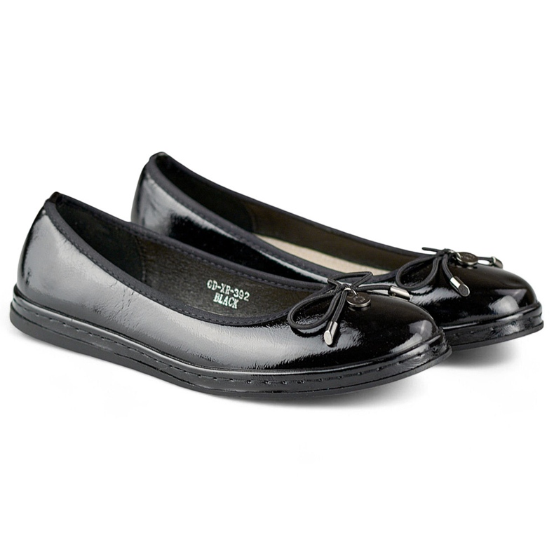 Dámské černé lakované balerínky s koženou stélkou, pohodlné dámské boty černá 1