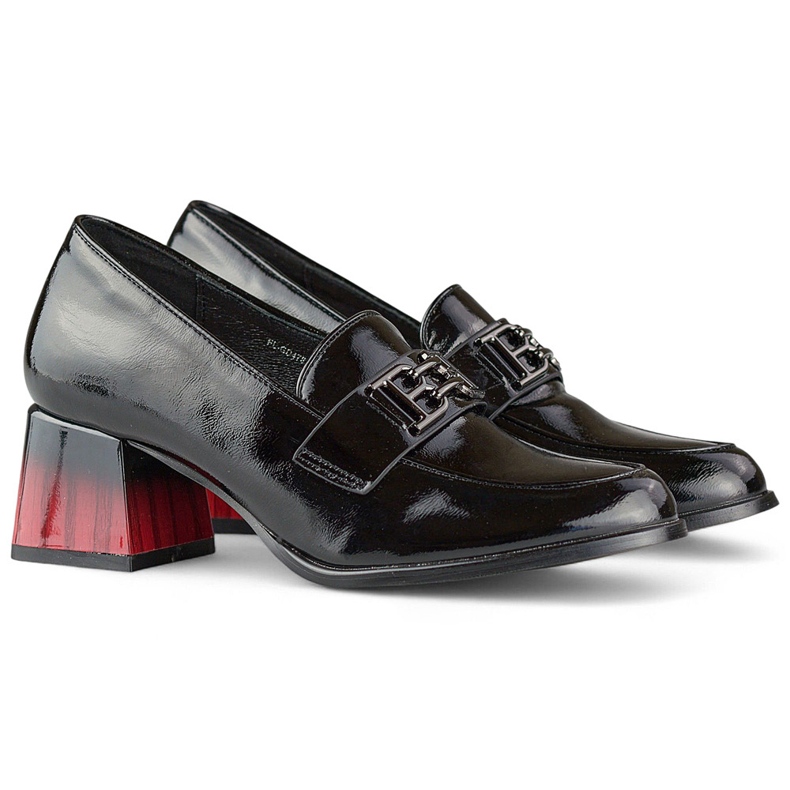 Černé lakované boty na pohodlném podpatku, dámské lodičky černá 1 Černé lakované boty na pohodlném podpatku, dámské lodičky černá 1