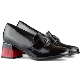 Dámské černé lakované lodičky na vysokém podpatku, dámské boty černá 1