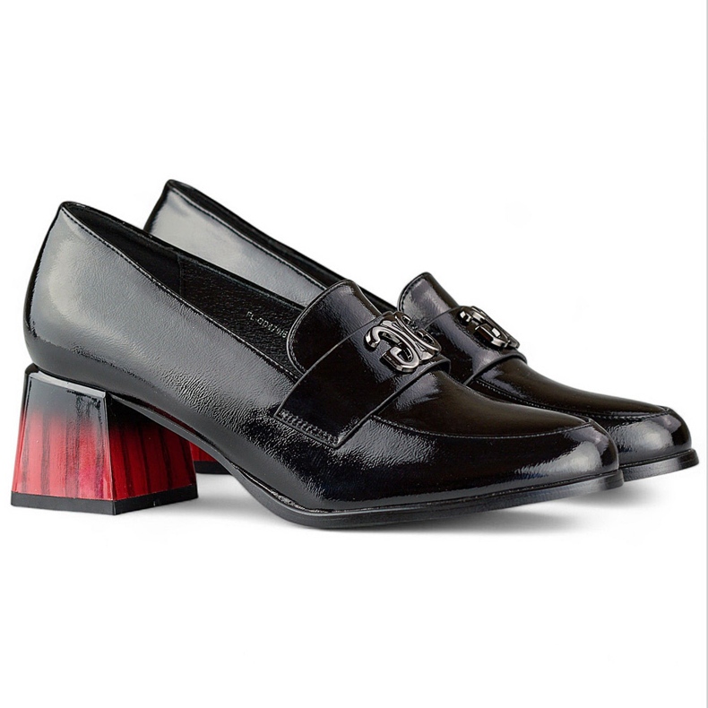 Dámské černé lakované lodičky na vysokém podpatku, dámské boty černá 1