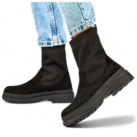 Černé klasické kotníkové boty se svrškem ponožky černá 1