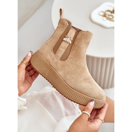 Dámské nazouvací kozačky na platformě se špendlíkem, Eco Suede Brown, Ciatheia hnědý 2