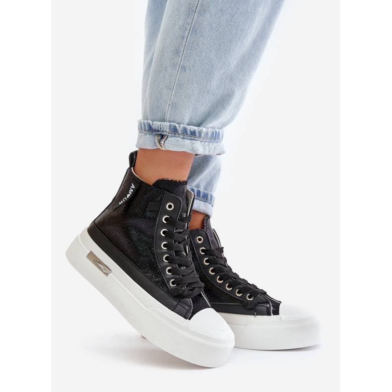 Dámské tenisky na vysoké platformě černé Averira černá 1