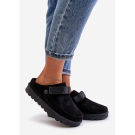 Dámské žabky s kožešinou na platformě Black Azida černý 1