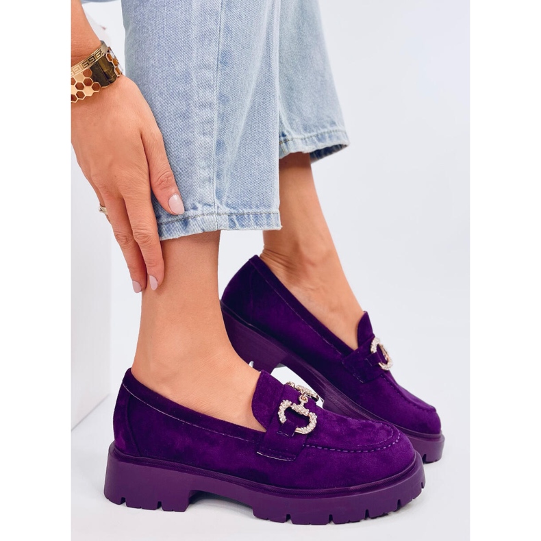 Semišové mokasíny Karins Purple s přezkou fialová 1