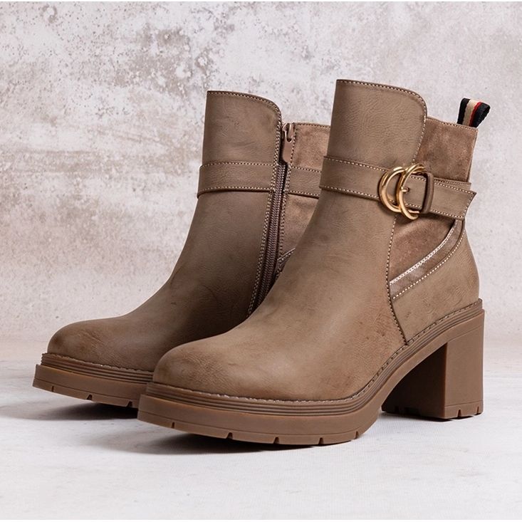 Tmavě béžové kotníkové boty Mirka béžový 1 Tmavě béžové kotníkové boty Mirka béžový 1