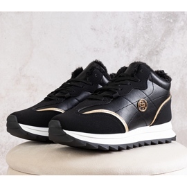 Černé zateplené vysoké tenisky Mikaela černý 1