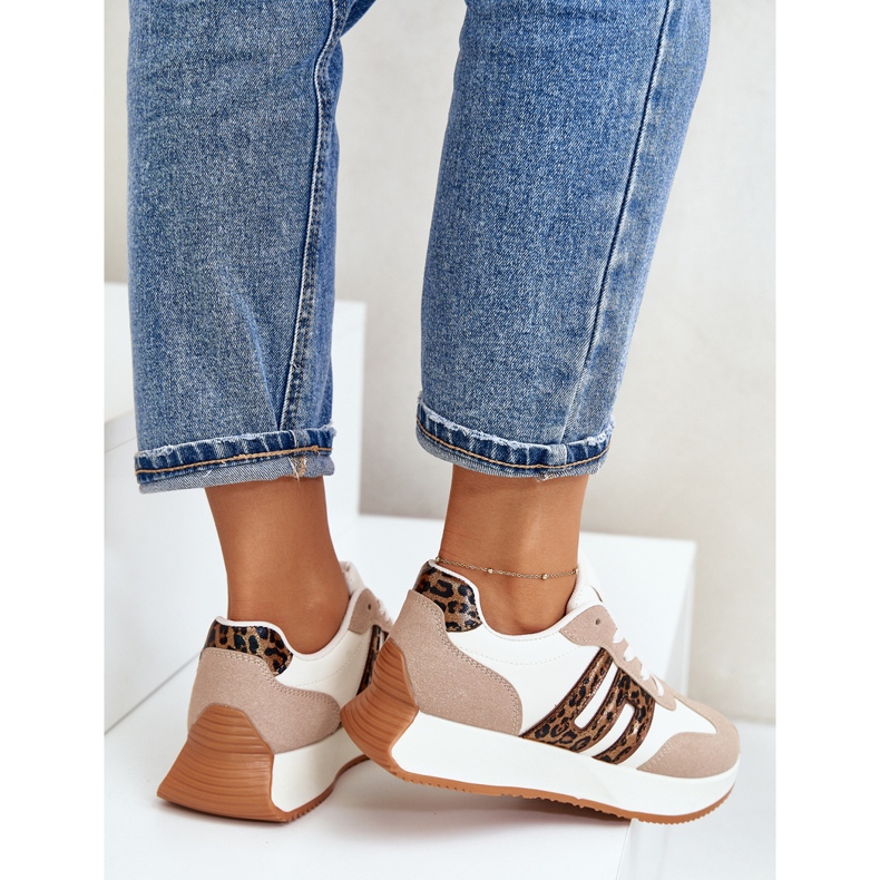 Dámské leopardí tenisky, sportovní obuv na platformě, béžová Thari béžový 2 Dámské leopardí tenisky, sportovní obuv na platformě, béžová Thari béžový 2