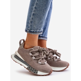 Semišové dámské tenisky na platformě se silným šněrováním Artiker 54C1463 šedá 1