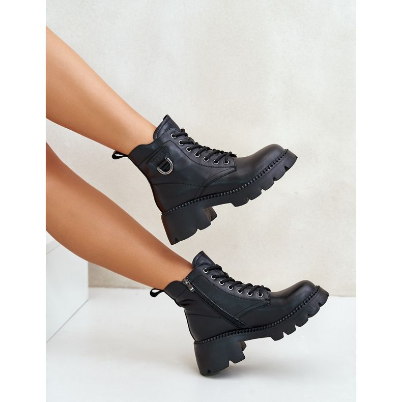 Dámské zateplené kozačky z přírodní kůže Vinceza 41460 Black černá 2