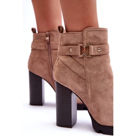 Béžové semišové kozačky na vysokém podpatku Liani béžový 3