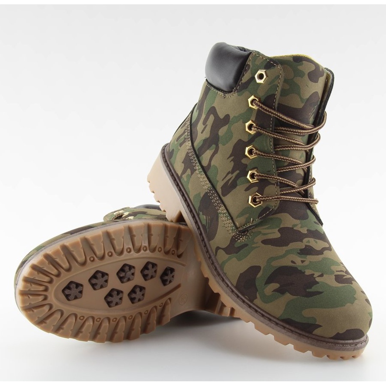 Dřevěné holínky jednobarevné v kamufláži BL83 Army Green hnědý zelený 2