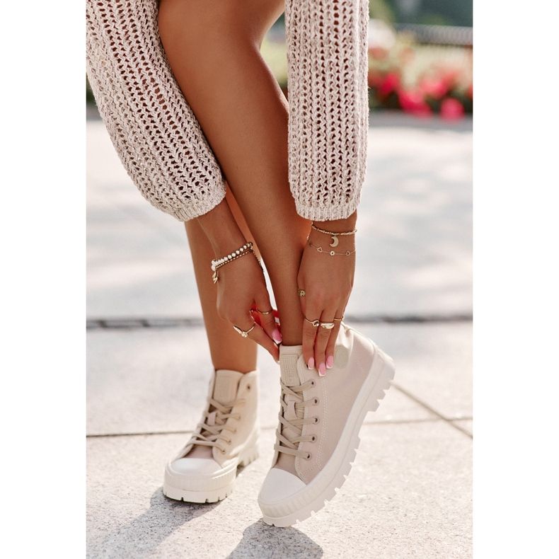 Dámské vysoké tenisky Big Star OO274006 Béžová béžový 2