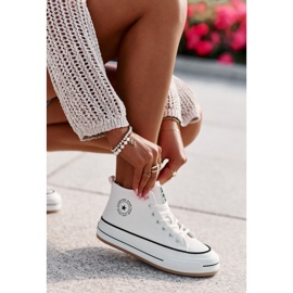 Zateplené dámské tenisky na platformě z eko kůže Big Star OO274061 White bílý 5