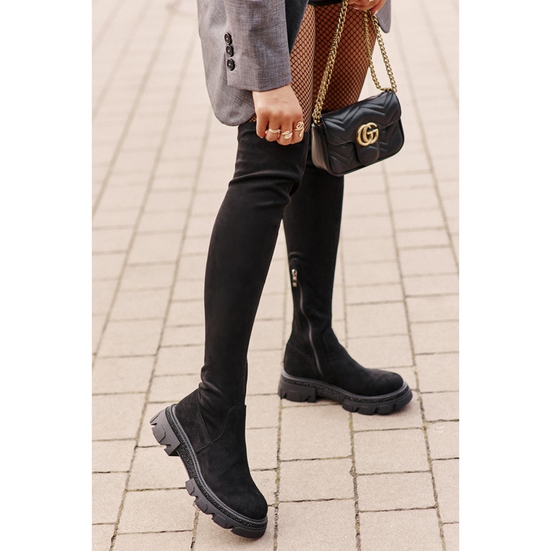Dámské nadkolenní boty Eco Suede Black Irithalla černý 2