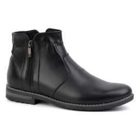 KOMODO Pánské kožené zimní boty, zateplené Chelsea boots 887K, černé černý 1