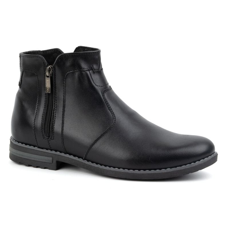 KOMODO Pánské kožené zimní boty, zateplené Chelsea boots 887K, černé černá 1