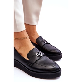 Dámské kožené mokasíny Vinceza s nízkým klínem, černá 4