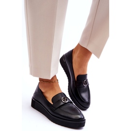 Dámské kožené mokasíny Vinceza s nízkým klínem, černá 3