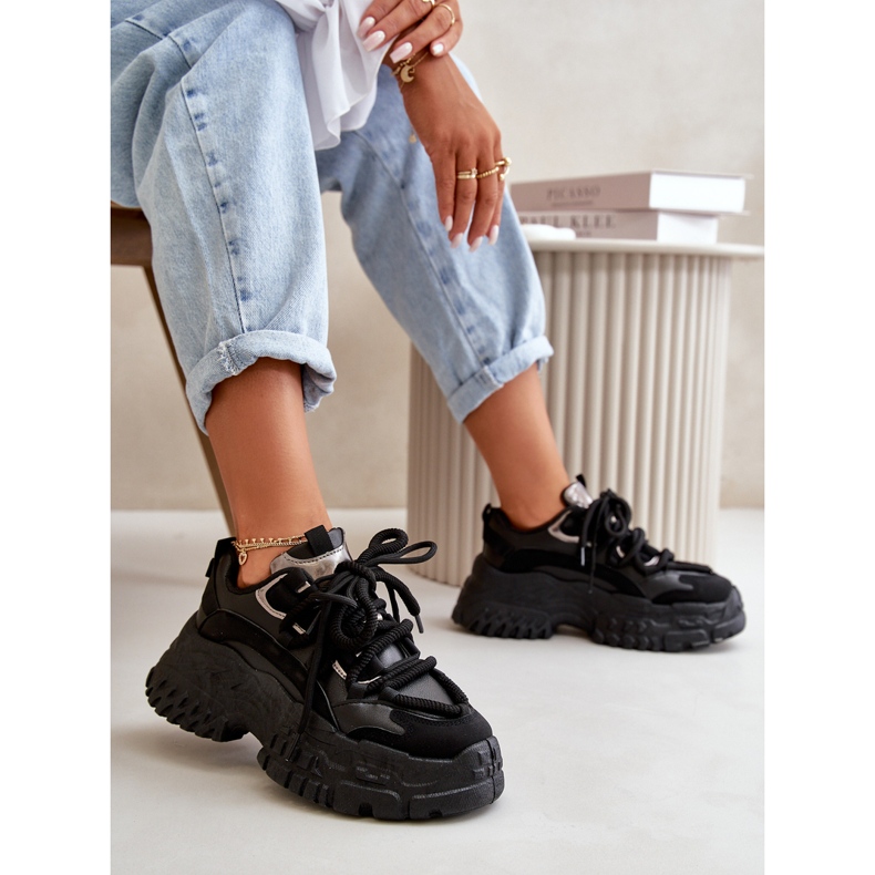 Dámské sportovní tenisky na masivní černé podrážce černá 1