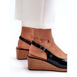 Dámské patentované sandály na klínu Sergio Leone SK301 Black černá 3