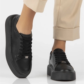 Kožené tenisky Filippo DP6119/24 Bk, černé černá 2