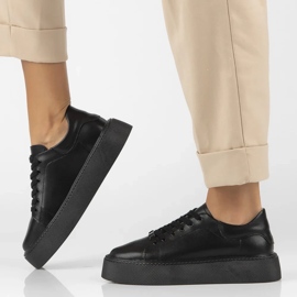 Kožené tenisky Filippo DP6119/24 Bk, černé černá 1