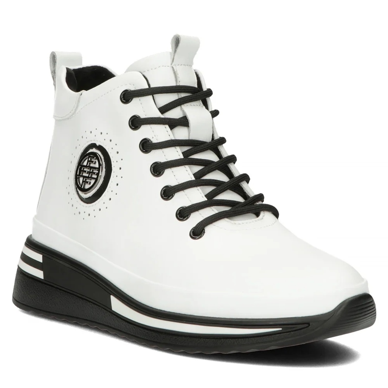 Kožené boty na platformě Filippo DBT4215/24 Wh, bílé bílý 1