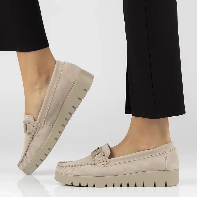 Béžové kožené mokasíny Filippo DP3334/24 béžový 1