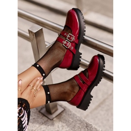 Dámské Boty s ramínky Patent Burgundy Terione červený 1