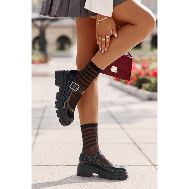 Dámské lakované boty se sponou, Black Plikuria černý 2