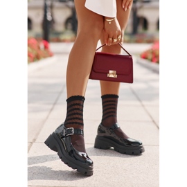 Dámské lakované boty se sponou, Black Plikuria černá 1