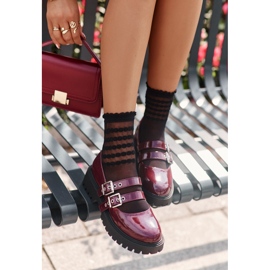 Dámské Boty s ramínky Patent Burgundy Terione červený 2