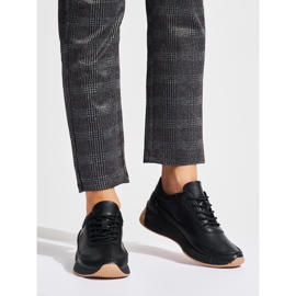 Sergio Leone Dámské kožené černé sportovní boty černá 1