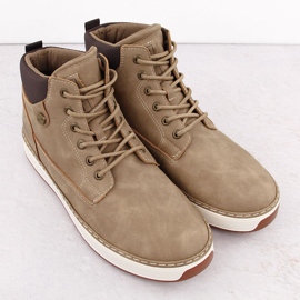 Pánské vysoké hnědé tenisky Big Star OO174560 béžový 2