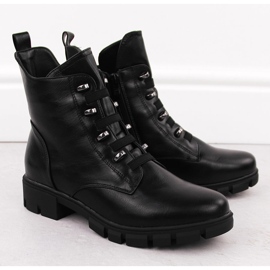 M. DASZYŃSKI Dámské zateplené černé pracovní boty M.Daszyński MR23123 černá 2