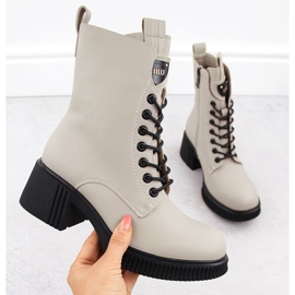 Béžové dámské kožené kotníkové boty Vinceza 66671 béžový 1