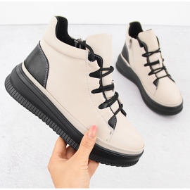 Dámské zateplené kožené kozačky, béžové, Artiker 55C1051 béžový 1