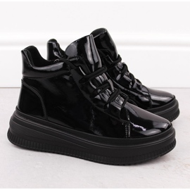 Dámské lakované zateplené černé kozačky Artiker 55C1049 černá 2